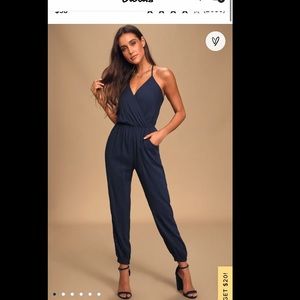 Lulu's Navy Blue Jumpsuit